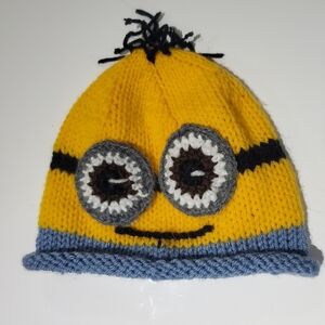 Handmade knit Minion hat ages 4-6